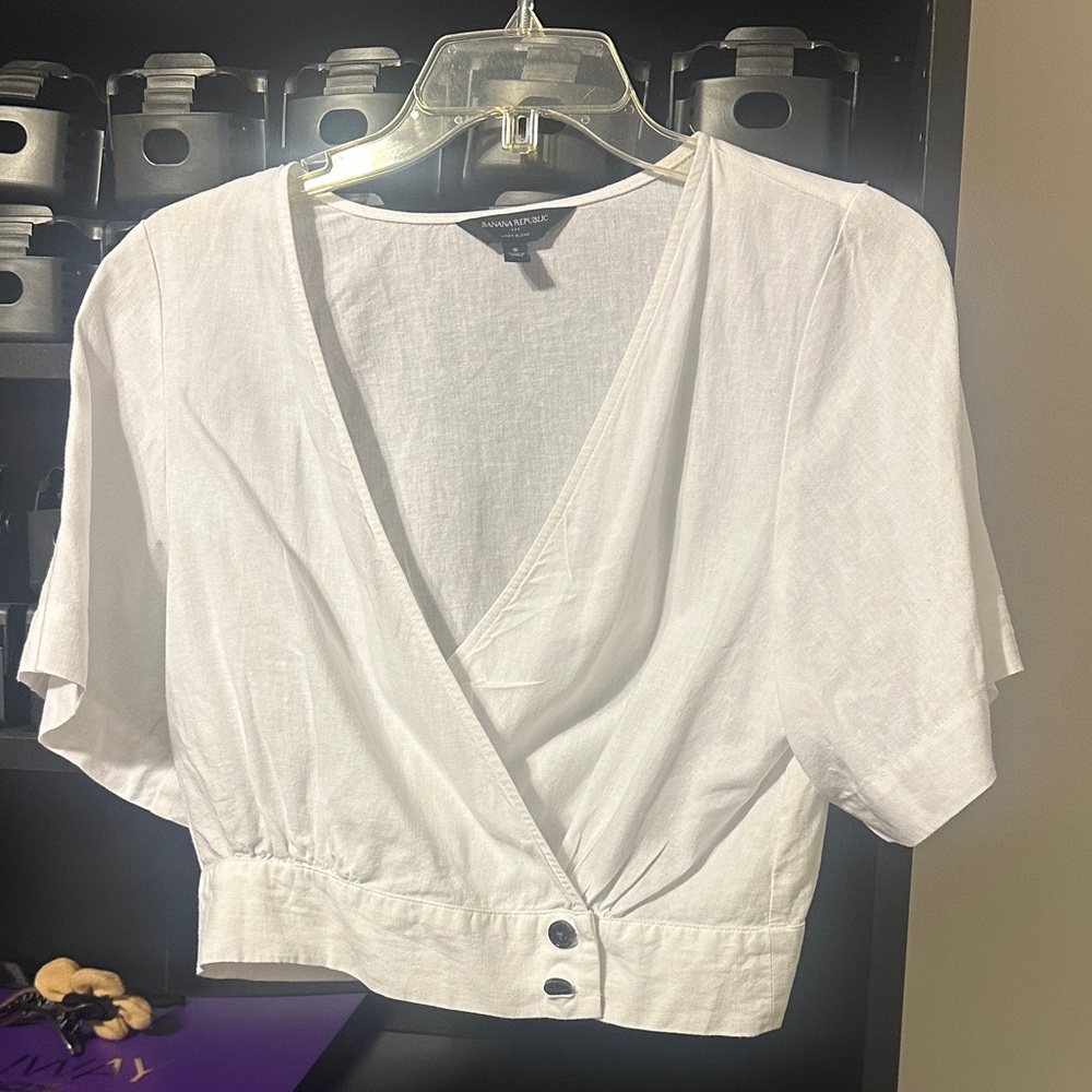 Banana Republic White Wrap Crop Top